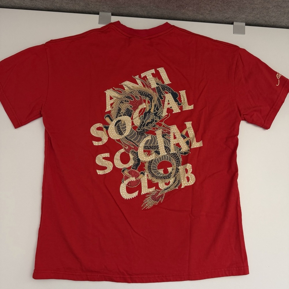 RARE Anti Social Social Club x Ed Hardy Red Bejeweled DRAGON Tee XL Asia Exclusi